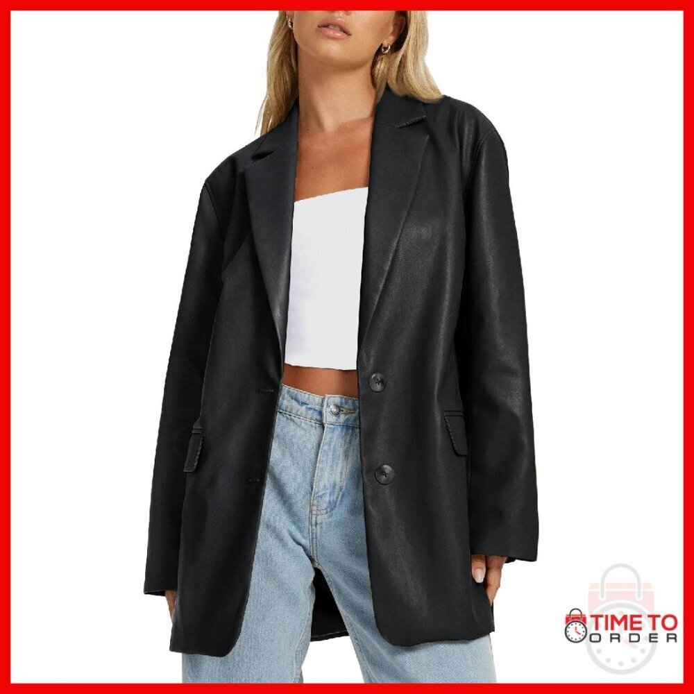 Faux Leather Motorcycle Jacket Oversized Bomber Fall Winter Trendy